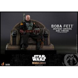 Boba Fett and throne (repaint armor) Hot Toys figure TMS056 (Star Wars The Mandalorian)