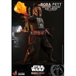 Boba Fett and throne (repaint armor) Hot Toys figure TMS056 (Star Wars The Mandalorian)