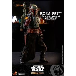 Boba Fett and throne (repaint armor) Hot Toys figure TMS056 (Star Wars The Mandalorian)