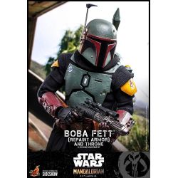 Boba Fett and throne (repaint armor) Hot Toys figure TMS056 (Star Wars The Mandalorian)