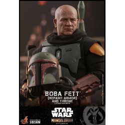 Boba Fett and throne (repaint armor) Hot Toys figure TMS056 (Star Wars The Mandalorian)