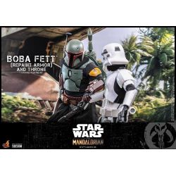 Boba Fett and throne (repaint armor) Hot Toys figure TMS056 (Star Wars The Mandalorian)