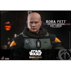 Boba Fett and throne (repaint armor) Hot Toys figure TMS056 (Star Wars The Mandalorian)