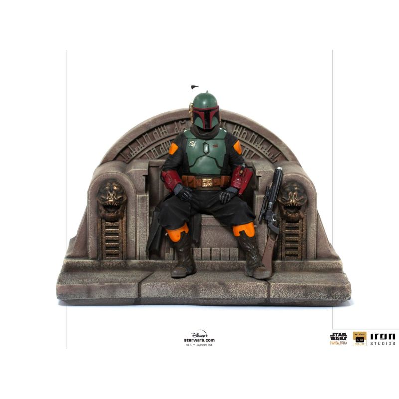 Figurines Boba Fett Iron Studios Deluxe Art Scale on throne (Star Wars : The Mandalorian)