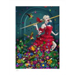 Harley Quinn (Margot Robbie) Sideshow Fine Art Print poster red flags (DC)