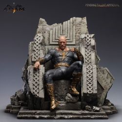 Black Adam statue Queen Studios on throne (Black Adam)
