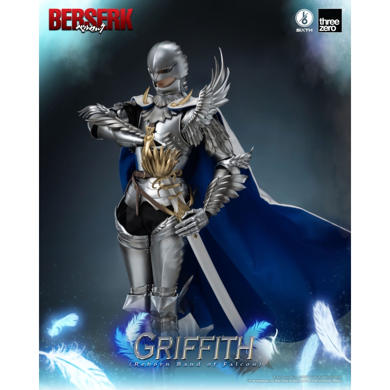 ThreeZero Berserk: Griffith (Reborn Band Of Falcon) Figura Da Collezione In Scala 1/6. Action Figure Di Lusso Alta Circa 30 Cm, Con Oltre 40 Punti Di Articolazione. Realizzata In ABS, PVC E POM, Con Costume In Tessuto E Armatura Dettagliata. Include 2 Teste Intercambiabili (con E Senza Elmo, Visiera Apribile), Mantello In Tessuto Posabile, Spada Con Fodero E 4 Paia Di Mani. Perfetta Per I Fan Di Berserk. Un Pezzo Da Esposizione Di Altissimo Livello.