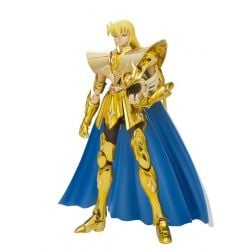 Saint Cloth Myth EX figure of Virgo Shaka on a white background with his cape and helmet in hand