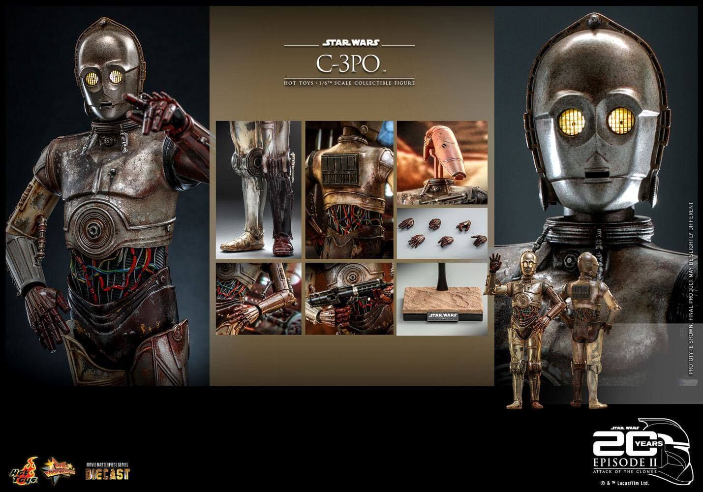 C-3PO figurine Movie Masterpiece Hot Toys diecast MMS650D46 20th anniversary (Star Wars episode 2 : l'attaque des clones)