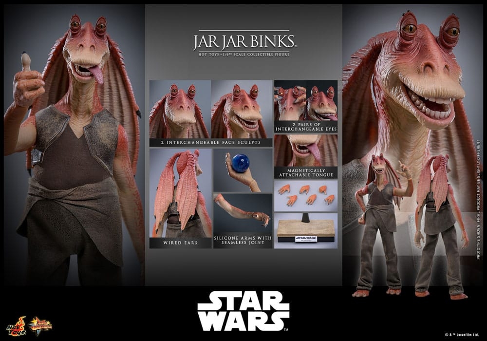 Jar Jar Binks par Hot Toys - figurine 1/6 Star Wars La Menace Fantome de 33 cm