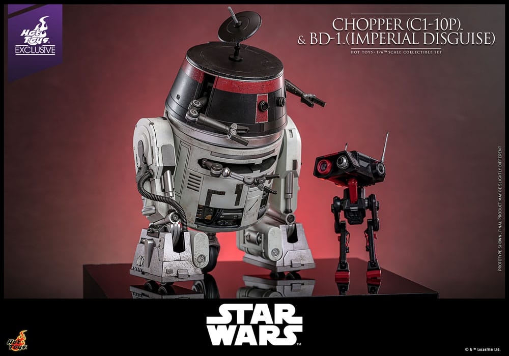 Chopper (C1-10P) et BD-1 (imperial disguise) par Hot Toys - figurine 1/6 Star Wars de 18 cm - Reference TMS152