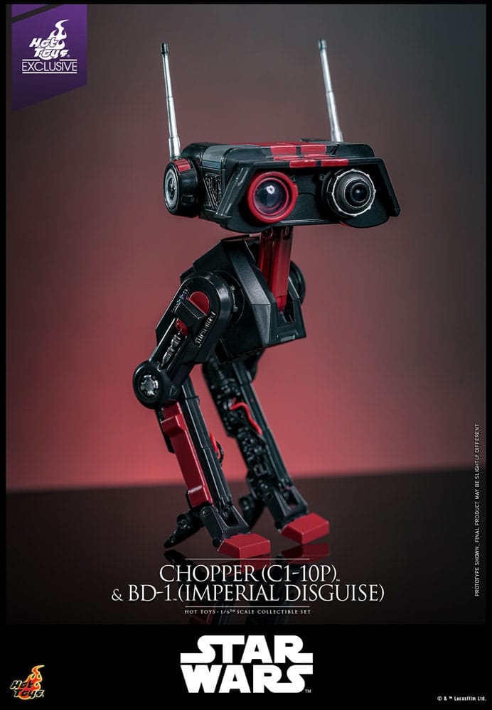 Chopper (C1-10P) et BD-1 (imperial disguise) par Hot Toys - figurine 1/6 Star Wars de 18 cm - Reference TMS152