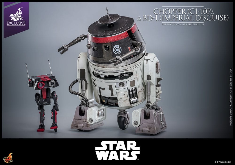 Chopper (C1-10P) et BD-1 (imperial disguise) par Hot Toys - figurine 1/6 Star Wars de 18 cm - Reference TMS152