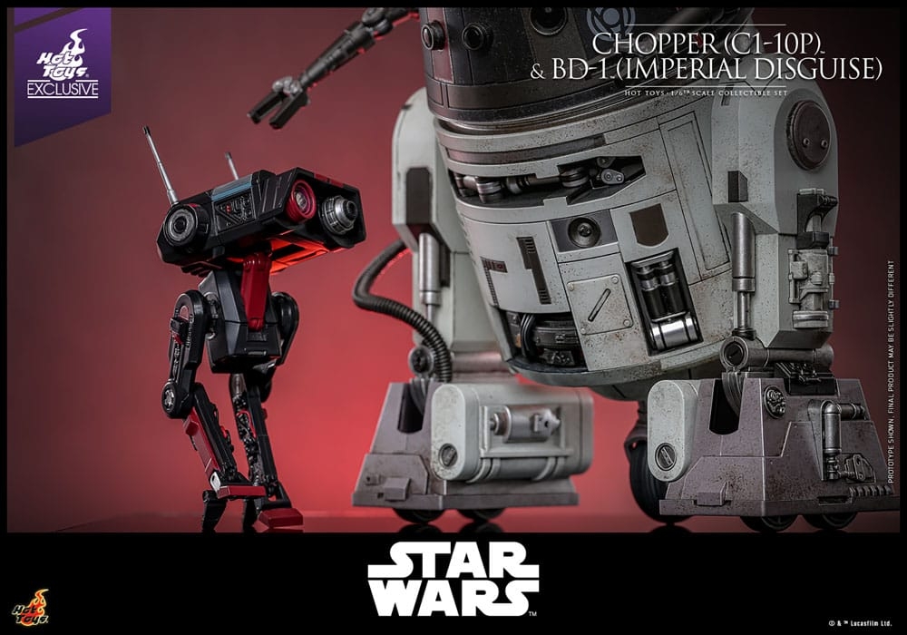 Chopper (C1-10P) et BD-1 (imperial disguise) par Hot Toys - figurine 1/6 Star Wars de 18 cm - Reference TMS152