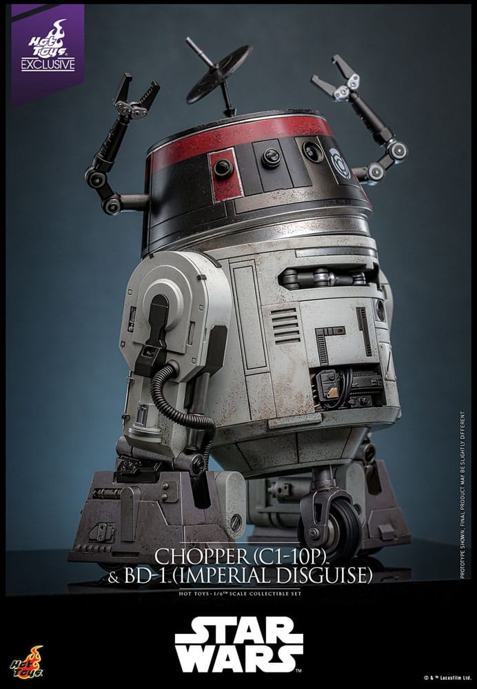 Chopper (C1-10P) et BD-1 (imperial disguise) par Hot Toys - figurine 1/6 Star Wars de 18 cm - Reference TMS152