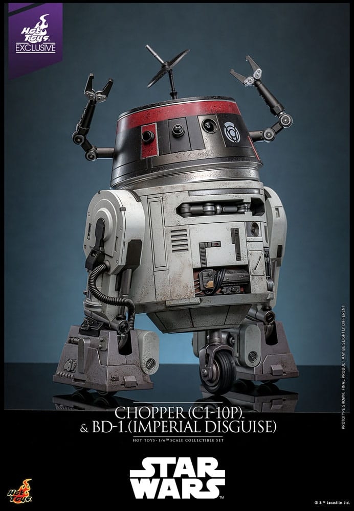 Chopper (C1-10P) et BD-1 (imperial disguise) par Hot Toys - figurine 1/6 Star Wars de 18 cm - Reference TMS152
