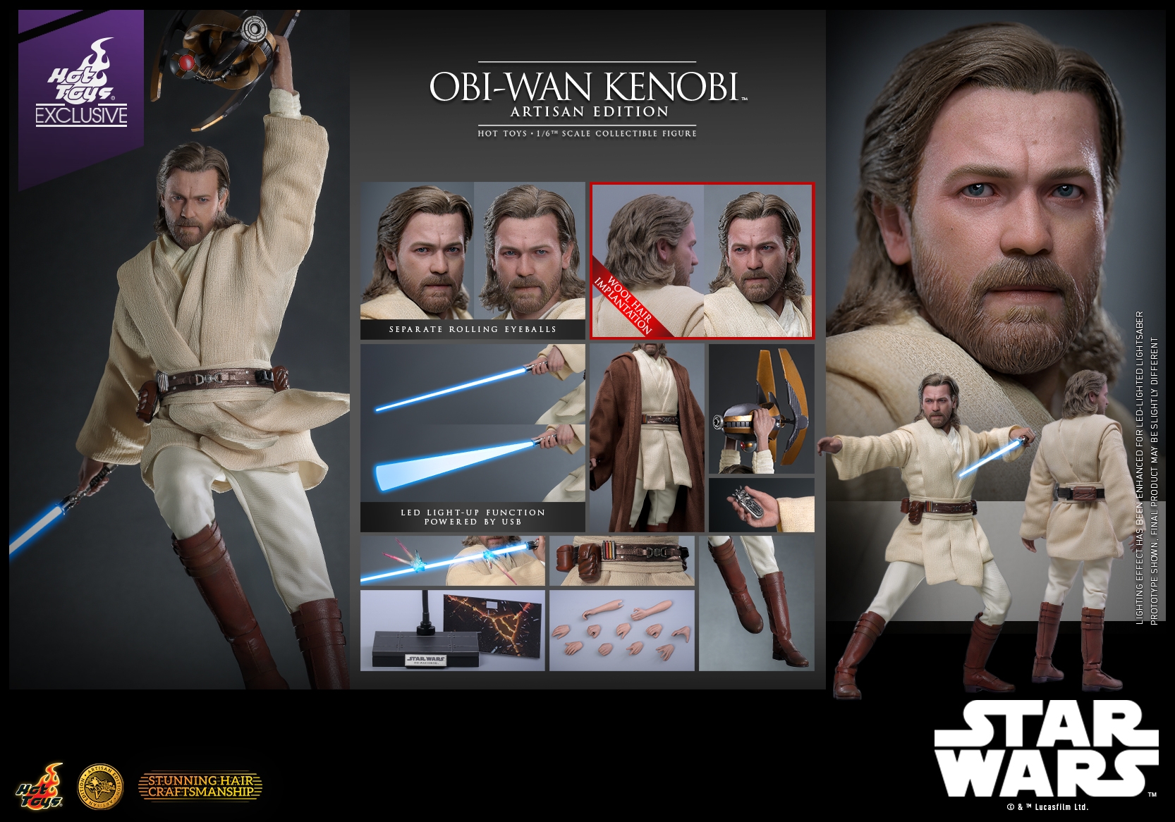 Obi-Wan Kenobi Artisan Edition par Hot Toys - figurine 1/6 Star Wars Episode II de 31 cm - Reference MMS809AE