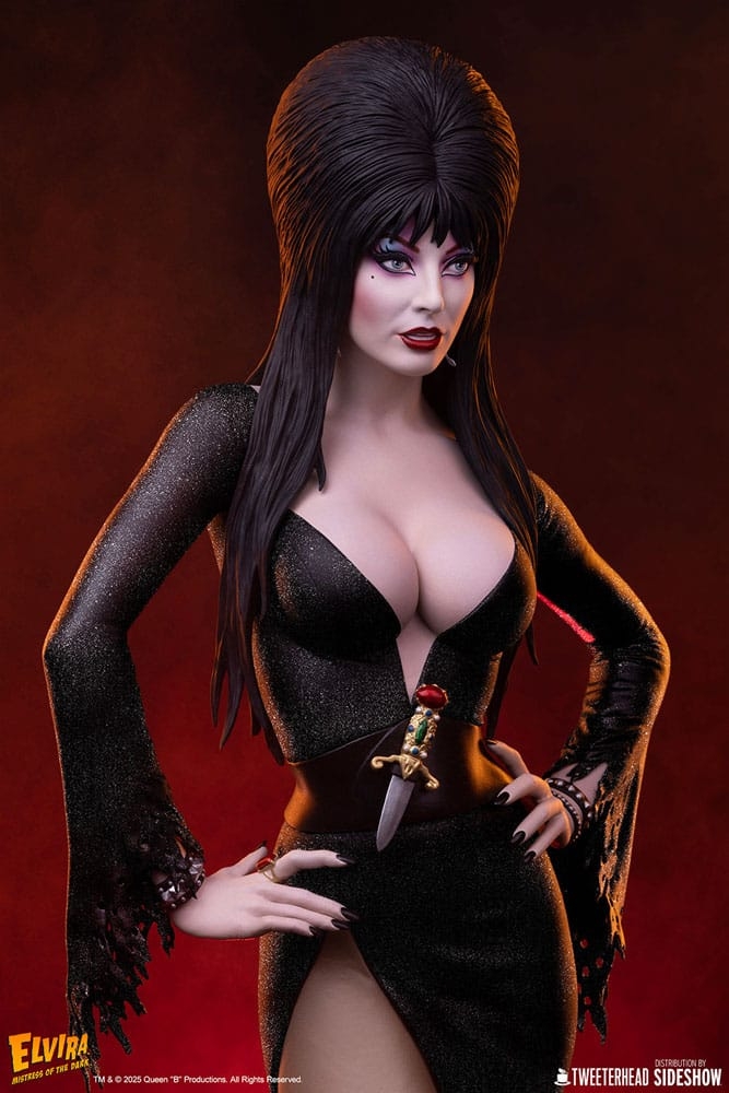 Elvira by Tweeterhead Black Glitter Dress version - Elvira: Mistress Of The Dark 1/4 scale statue