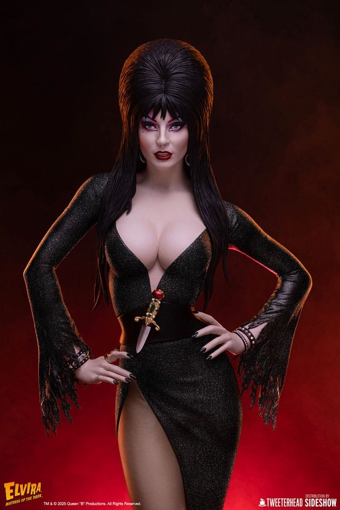 Elvira by Tweeterhead Black Glitter Dress version - Elvira: Mistress Of The Dark 1/4 scale statue