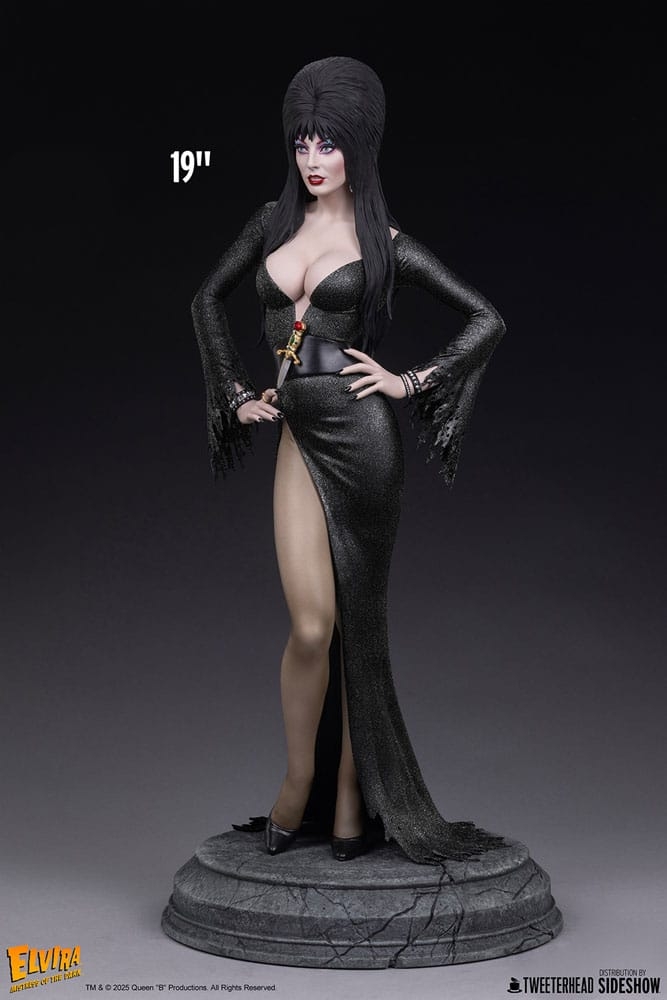 Elvira by Tweeterhead Black Glitter Dress version - Elvira: Mistress Of The Dark 1/4 scale statue