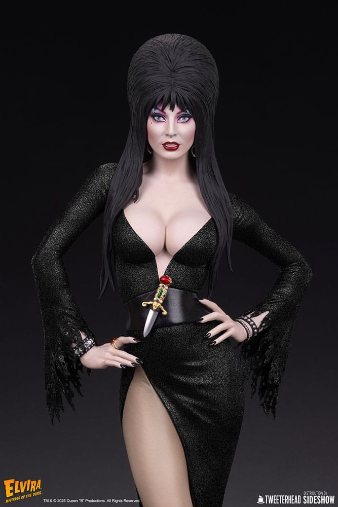 Elvira by Tweeterhead Black Glitter Dress version - Elvira: Mistress Of The Dark 1/4 scale statue