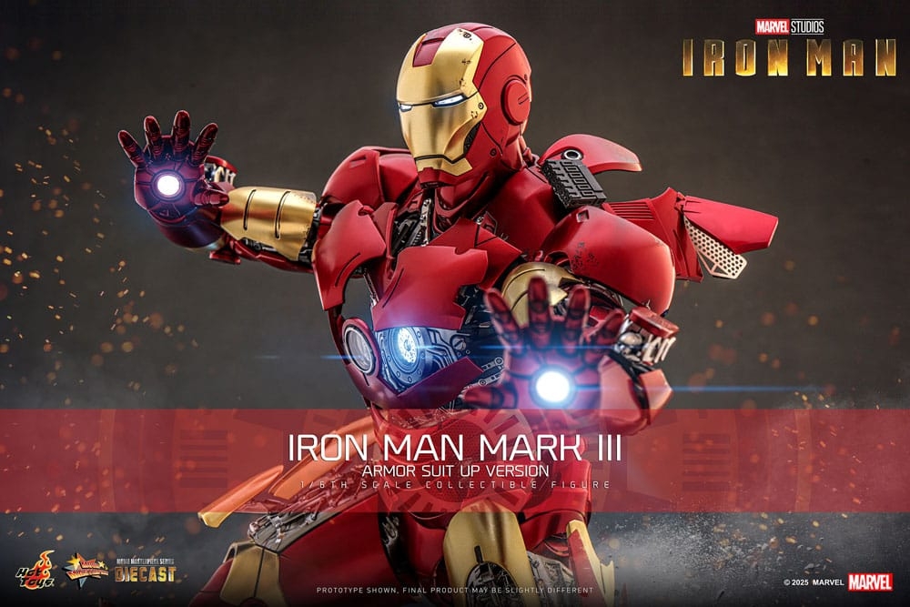 Iron Man Mark III (Armor Suit-Up Version) par Hot Toys - figurine 1/6 Iron Man de 32 cm - Reference MMS825D72