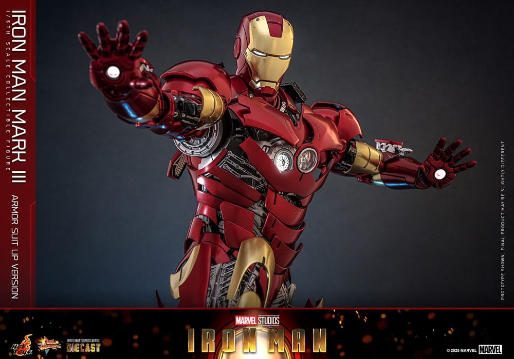 Iron Man Mark III (Armor Suit-Up Version) par Hot Toys - figurine 1/6 Iron Man de 32 cm - Reference MMS825D72