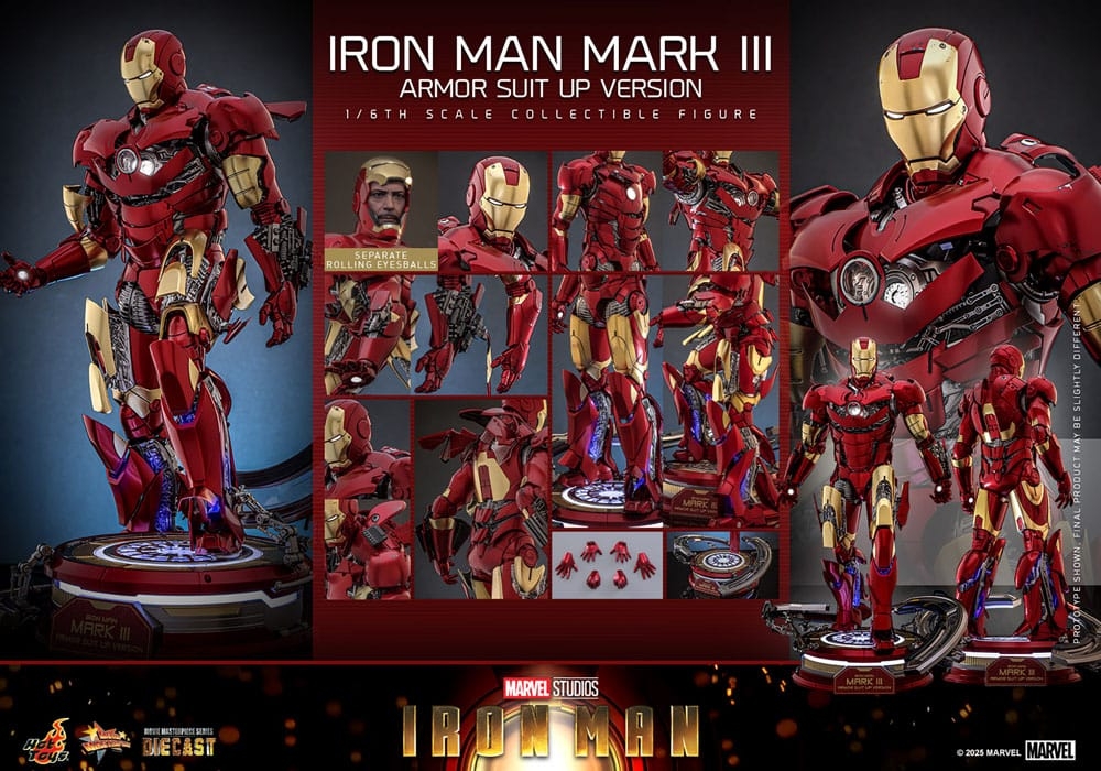 Iron Man Mark III (Armor Suit-Up Version) par Hot Toys - figurine 1/6 Iron Man de 32 cm - Reference MMS825D72