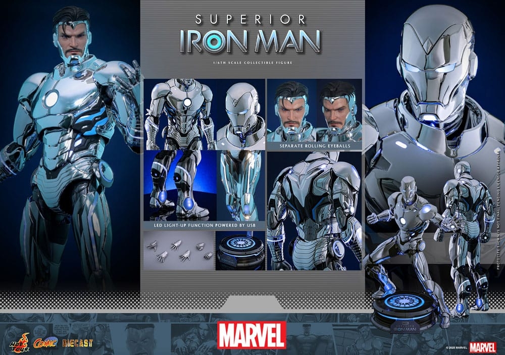 Superior Iron Man par Hot Toys - figurine 1/6 Marvel de 32 cm - Reference CMS026D73