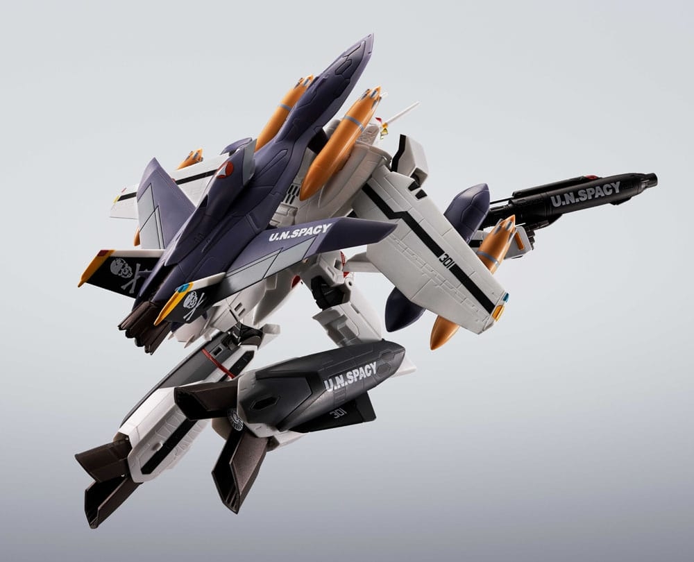 VF-0S and QF-2200D-B Ghost Set (Roy Focker Use) Hi-Metal R Chogokin par Bandai - figurine Macross de 14 cm