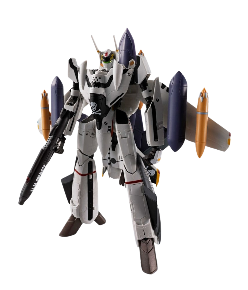 VF-0S and QF-2200D-B Ghost Set (Roy Focker Use) Hi-Metal R Chogokin par Bandai - figurine Macross de 14 cm
