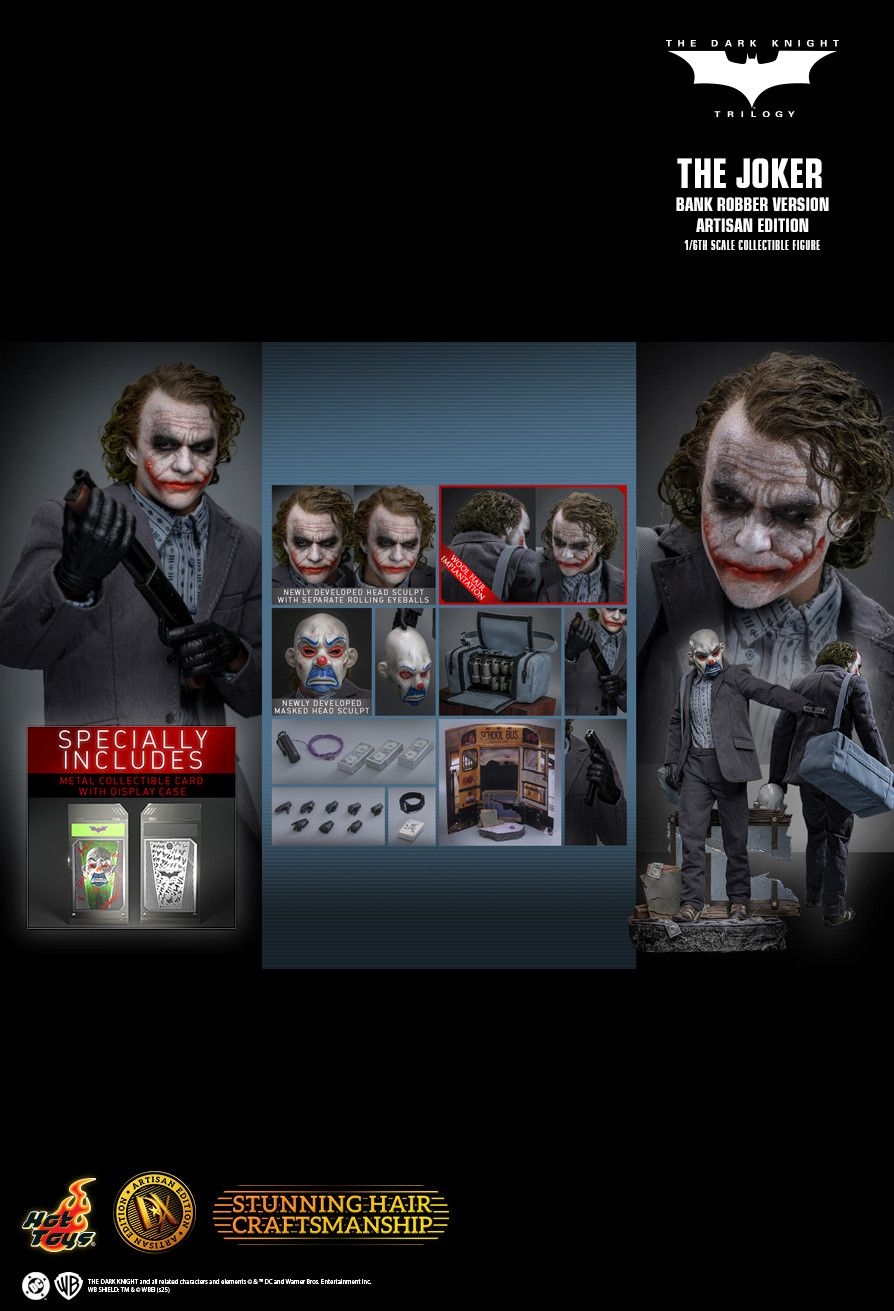 The Joker (Bank Robber) Artisan Edition par Hot Toys - figurine 1/6 The Dark Knight de 30 cm - Reference DX51AE