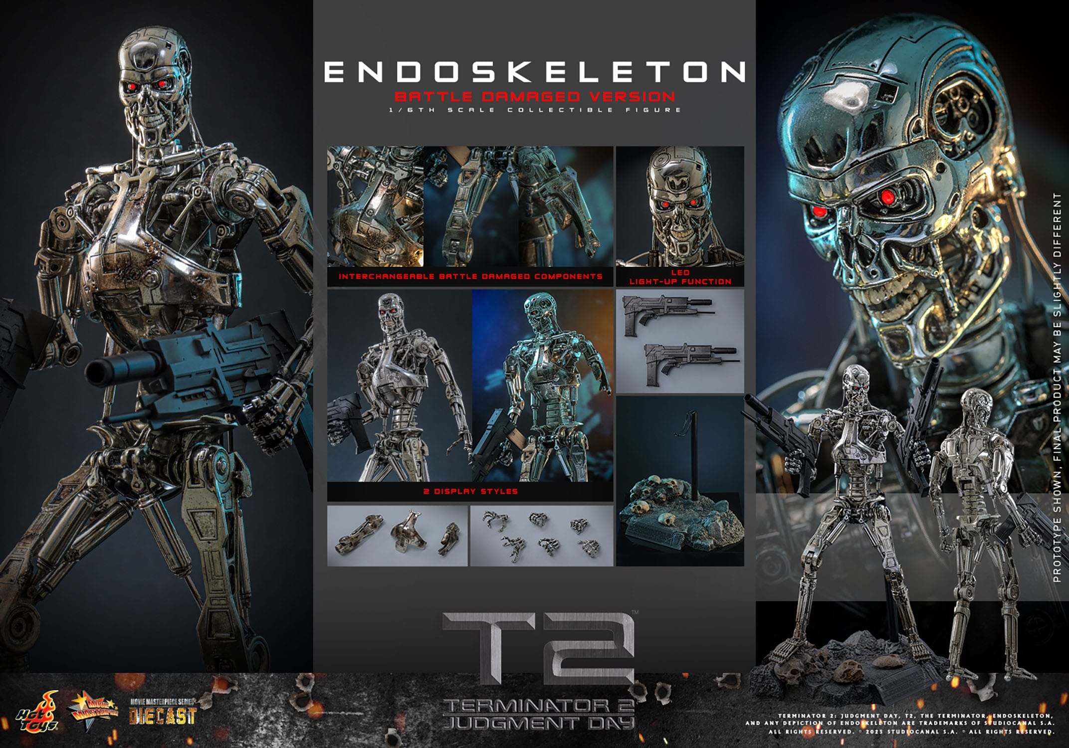 Endoskeleton (Battle Damaged Version) par Hot Toys - figurine 1/6 Terminator 2 de 31 cm - Reference MMS840D77