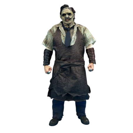 Leatherface par Mezco - figurine 1/12 Massacre à la tronçonneuse (2003) de 17 cm