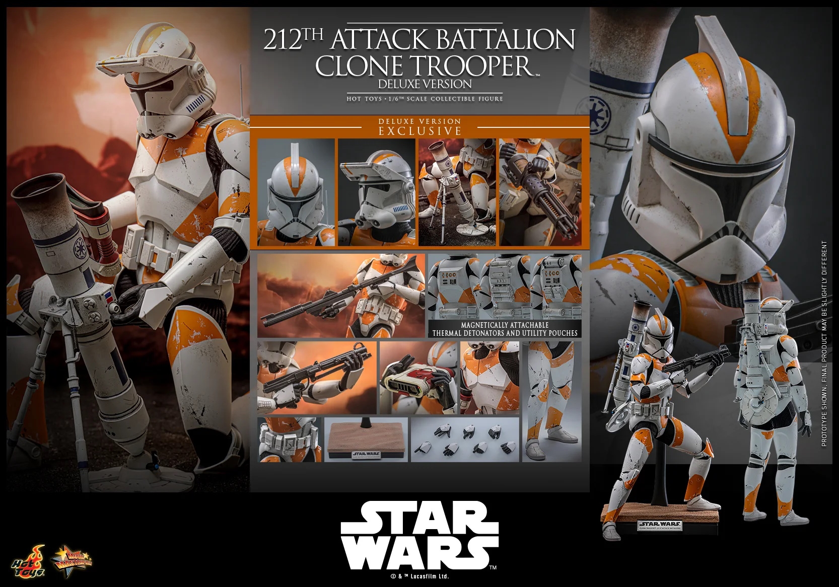 212th Attack Battalion Clone Trooper Deluxe par Hot Toys - figurine 1/6 Star Wars Episode III de 30 cm - MMS852
