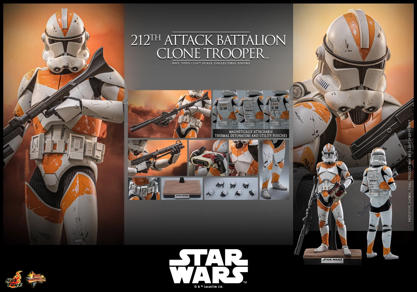 212th Attack Battalion Clone Trooper Collector par Hot Toys - figurine 1/6 Star Wars Episode III  de 30 cm - MMS851
