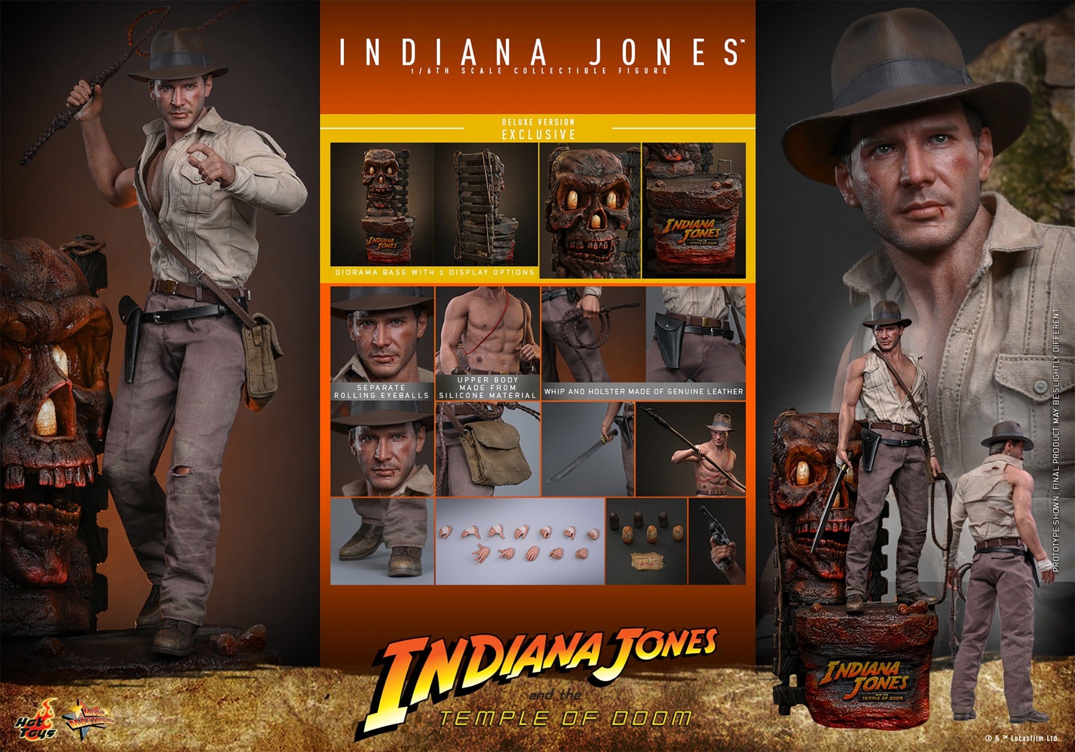 Indiana Jones by Hot Toys Deluxe version - MMS861 - Indiana Jones and the temple of doom 1/6 scale action figure