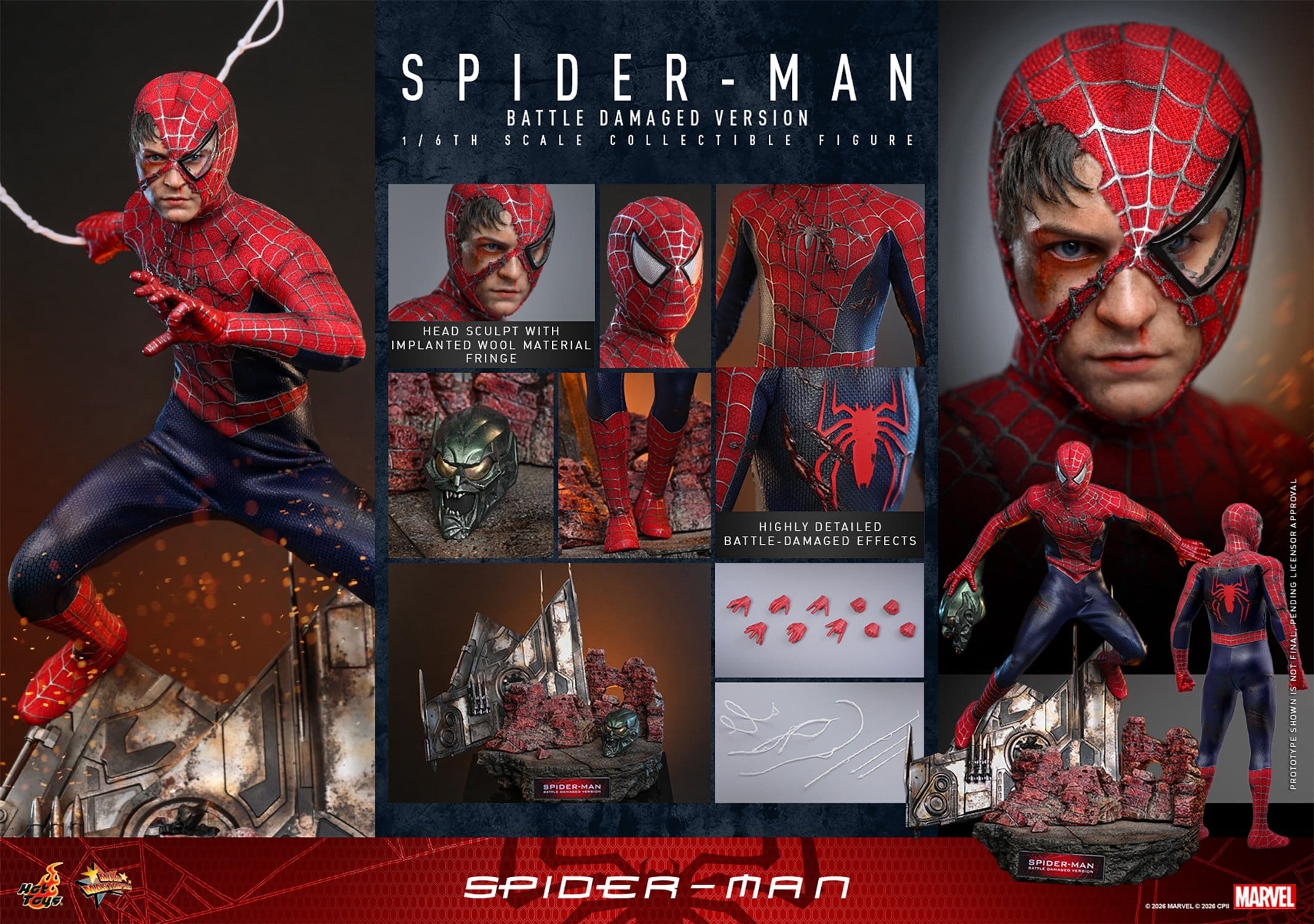 Spider-Man (Battle Damaged) par Hot Toys - figurine 1/6 de 30 cm - MMS859