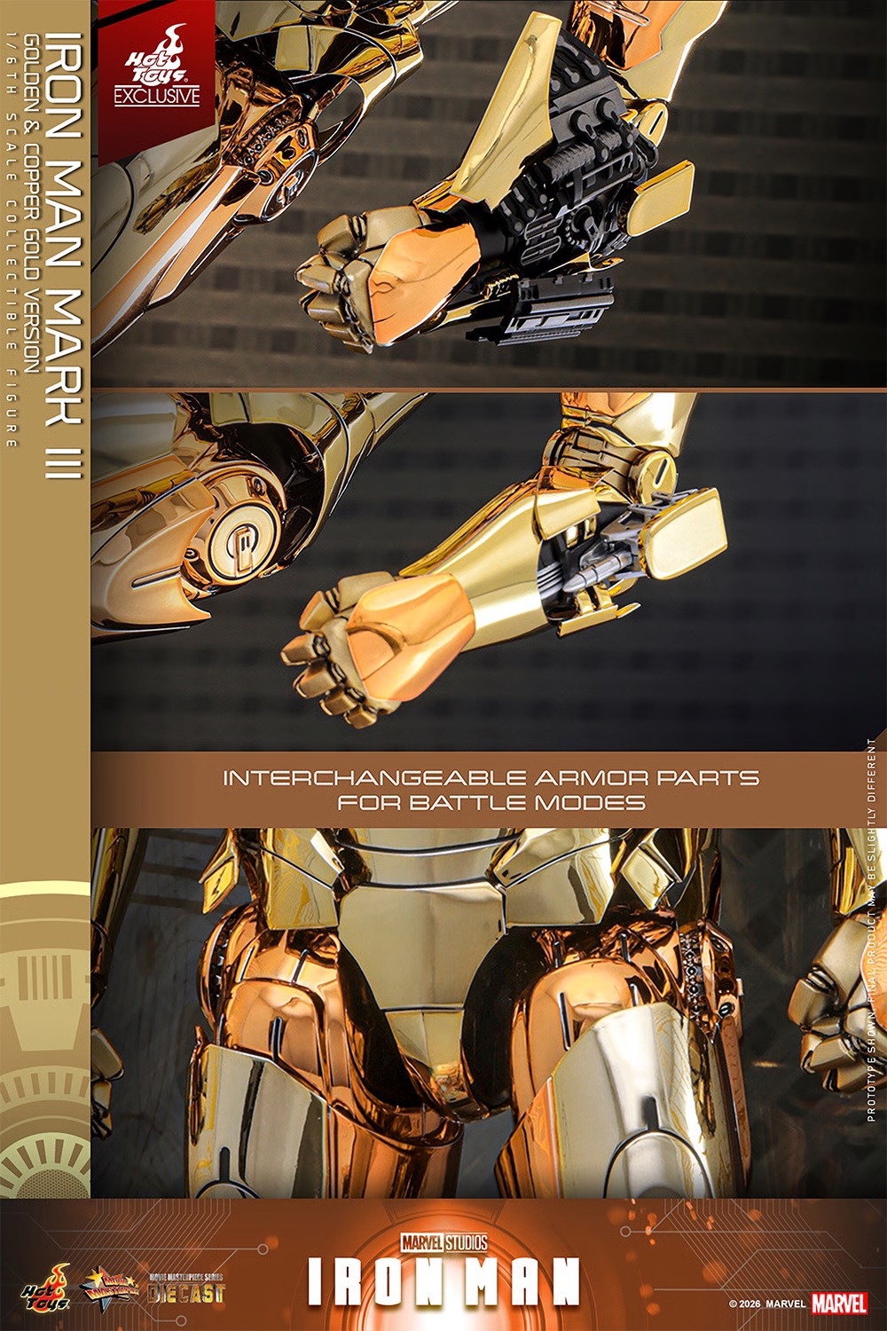 Iron Man Mark III (Golden and Copper Gold version) par Hot Toys - MMS848D78 - figurine 1/6 Marvel de 33 cm