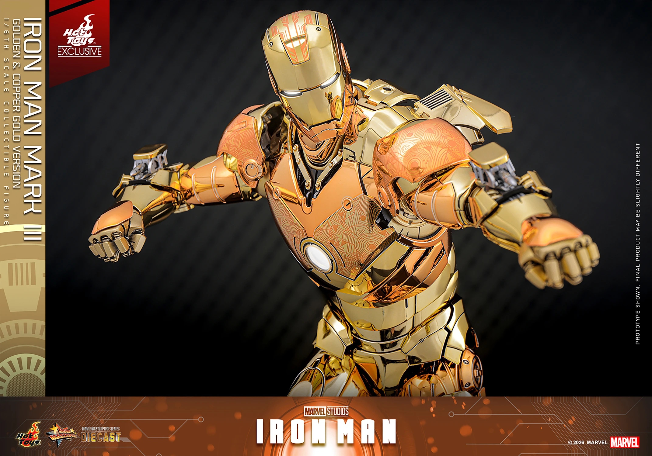Iron Man Mark III (Golden and Copper Gold version) par Hot Toys - MMS848D78 - figurine 1/6 Marvel de 33 cm