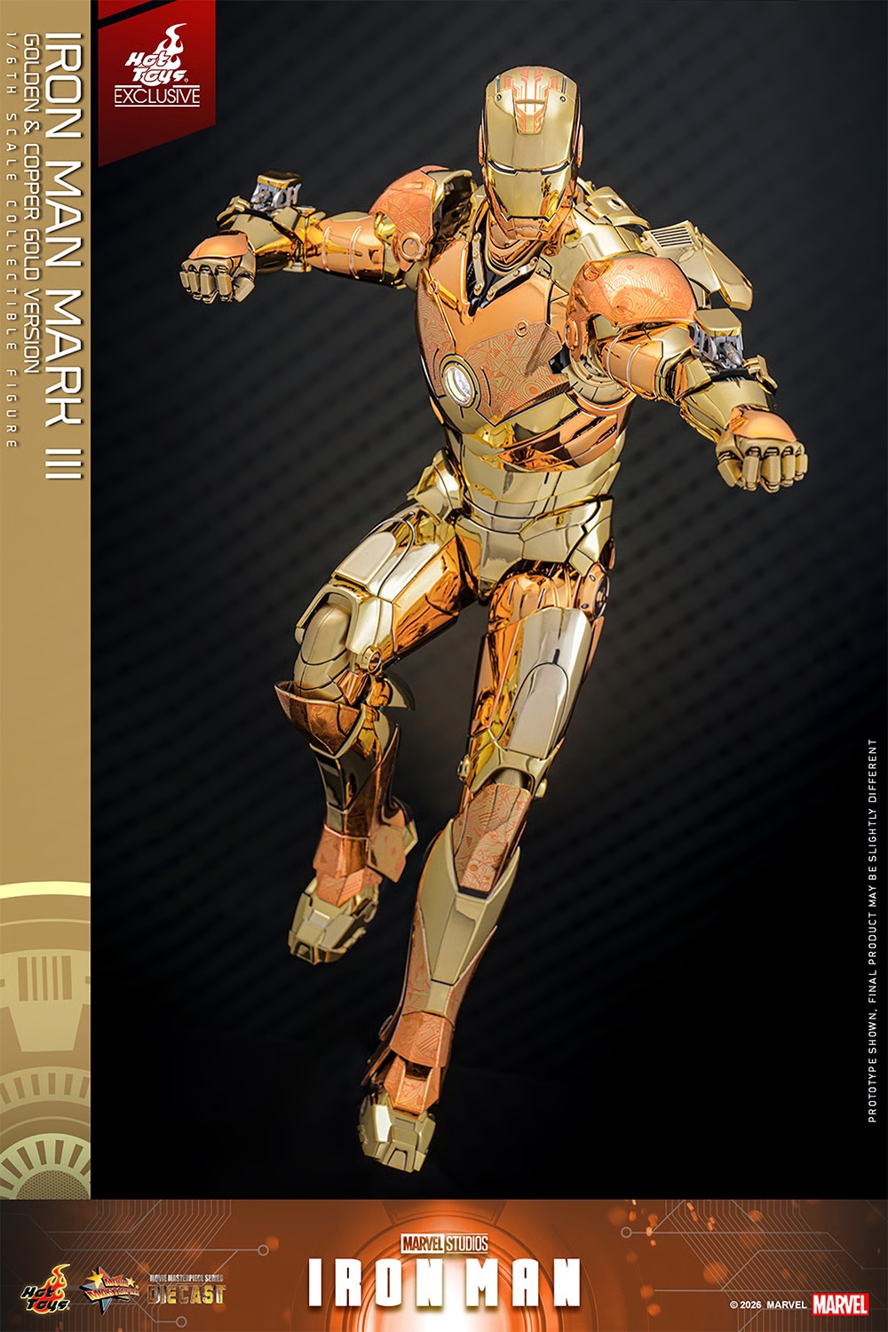 Iron Man Mark III (Golden and Copper Gold version) par Hot Toys - MMS848D78 - figurine 1/6 Marvel de 33 cm