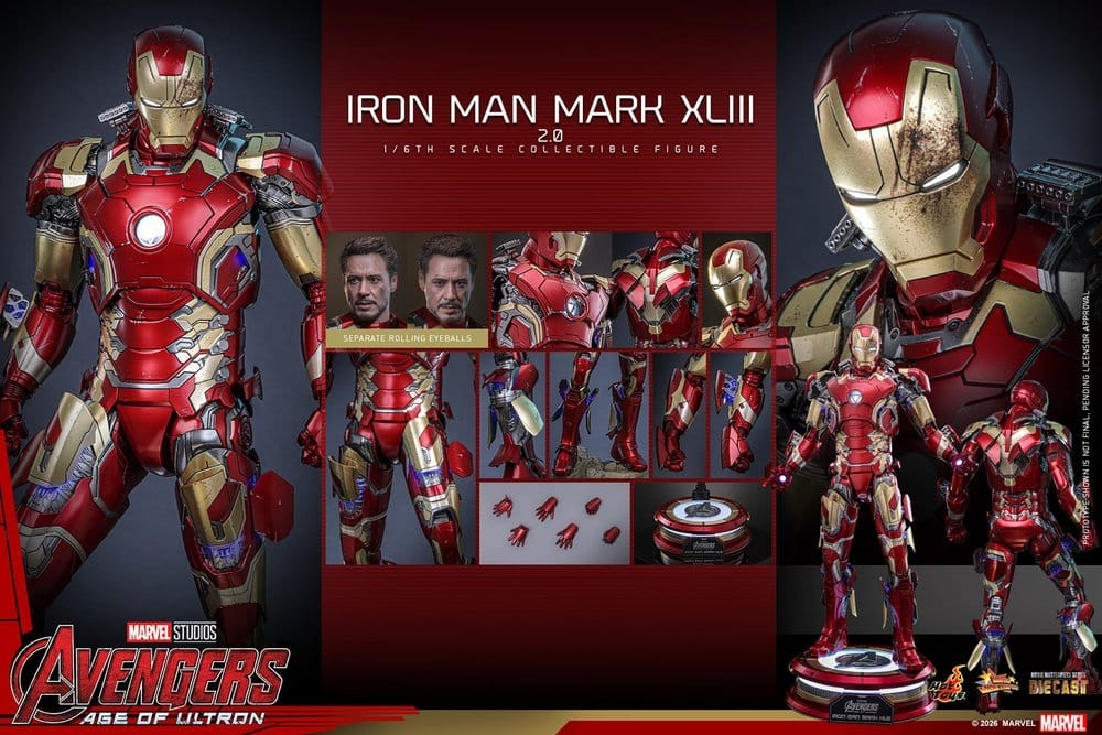 Iron Man Mark XLIII (2.0) collector par Hot Toys - figurine 1/6 Avengers : Age Of Ultron de 32 cm - MMS865D80