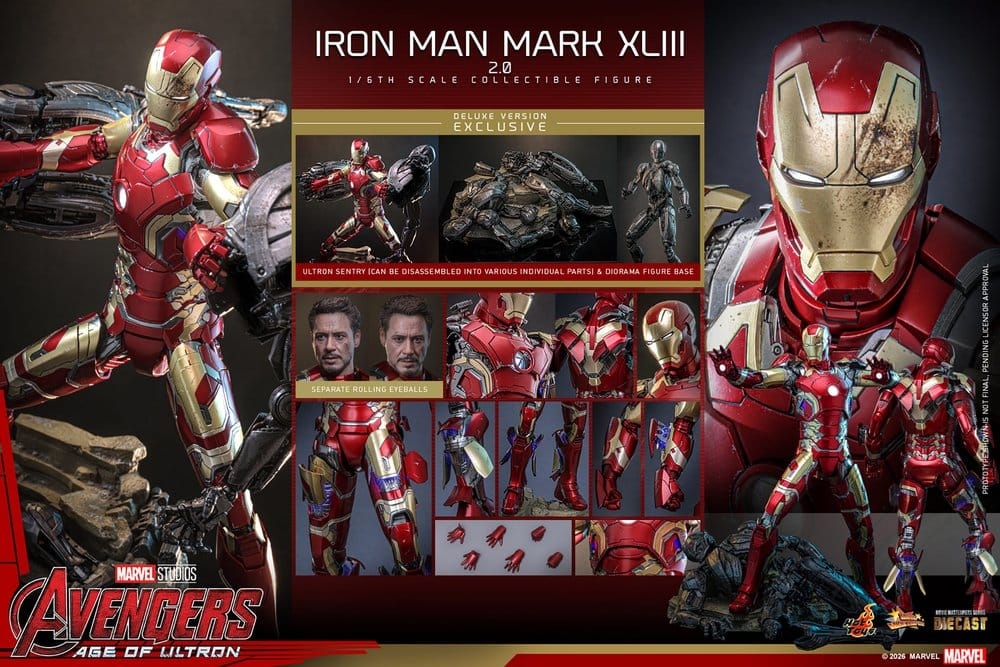 Iron Man Mark XLIII (2.0) deluxe par Hot Toys - figurine 1/6 Avengers : Age Of Ultron de 32 cm - MMS866D81