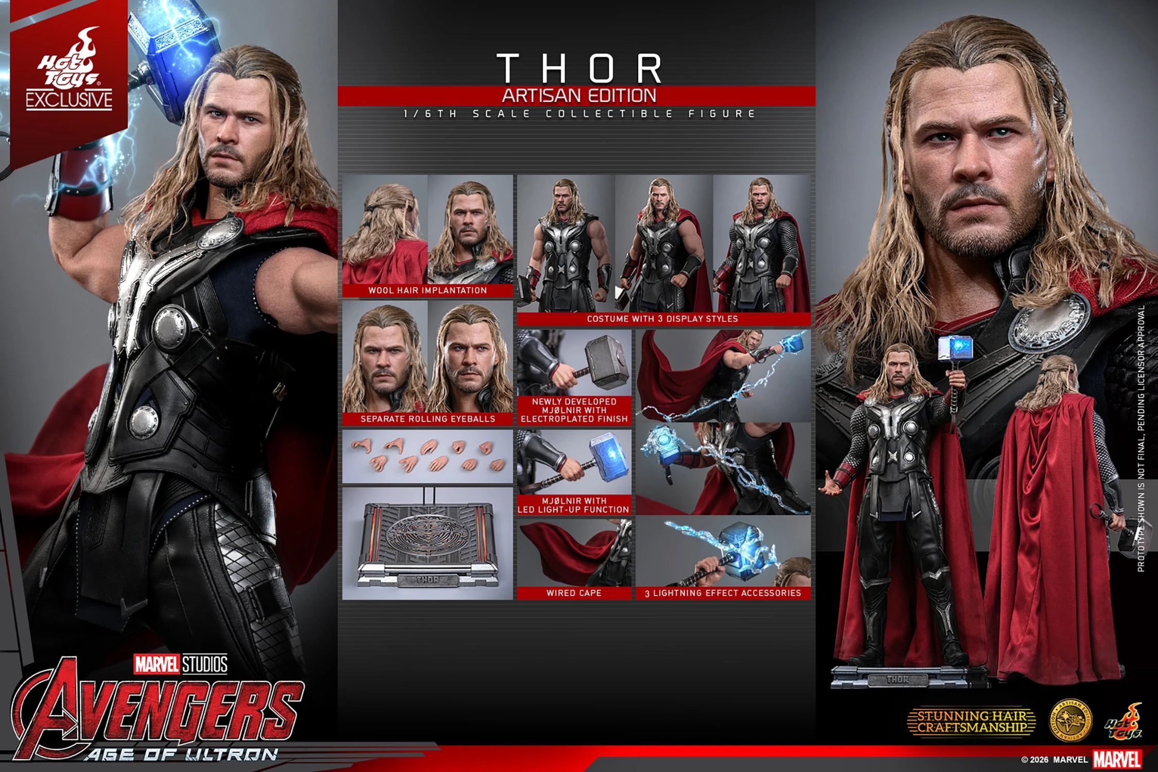 Thor van Hot Toys Artisan Edition version - MMS867AE - Avengers : Age Of Ultron 1/6 schaal actiefiguur