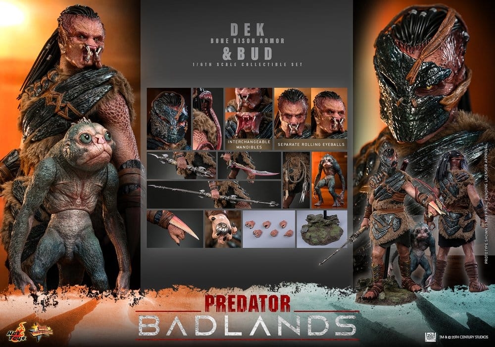 Dek and Bud (Bone Bison Armor) by Hot Toys - Predator: Badlands 1/6 scale action figures