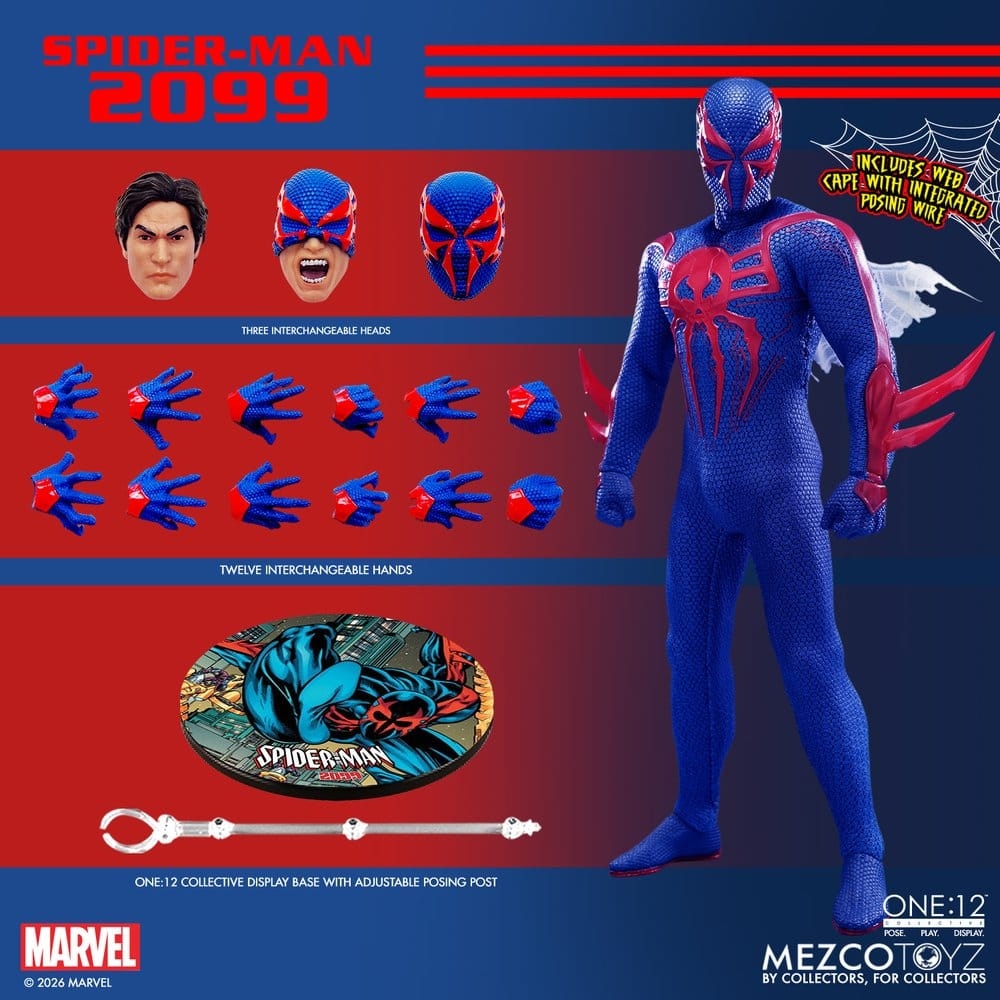 Spider-Man 2099 One:12 Collective di Mezco - action figure Marvel in scala 1/12