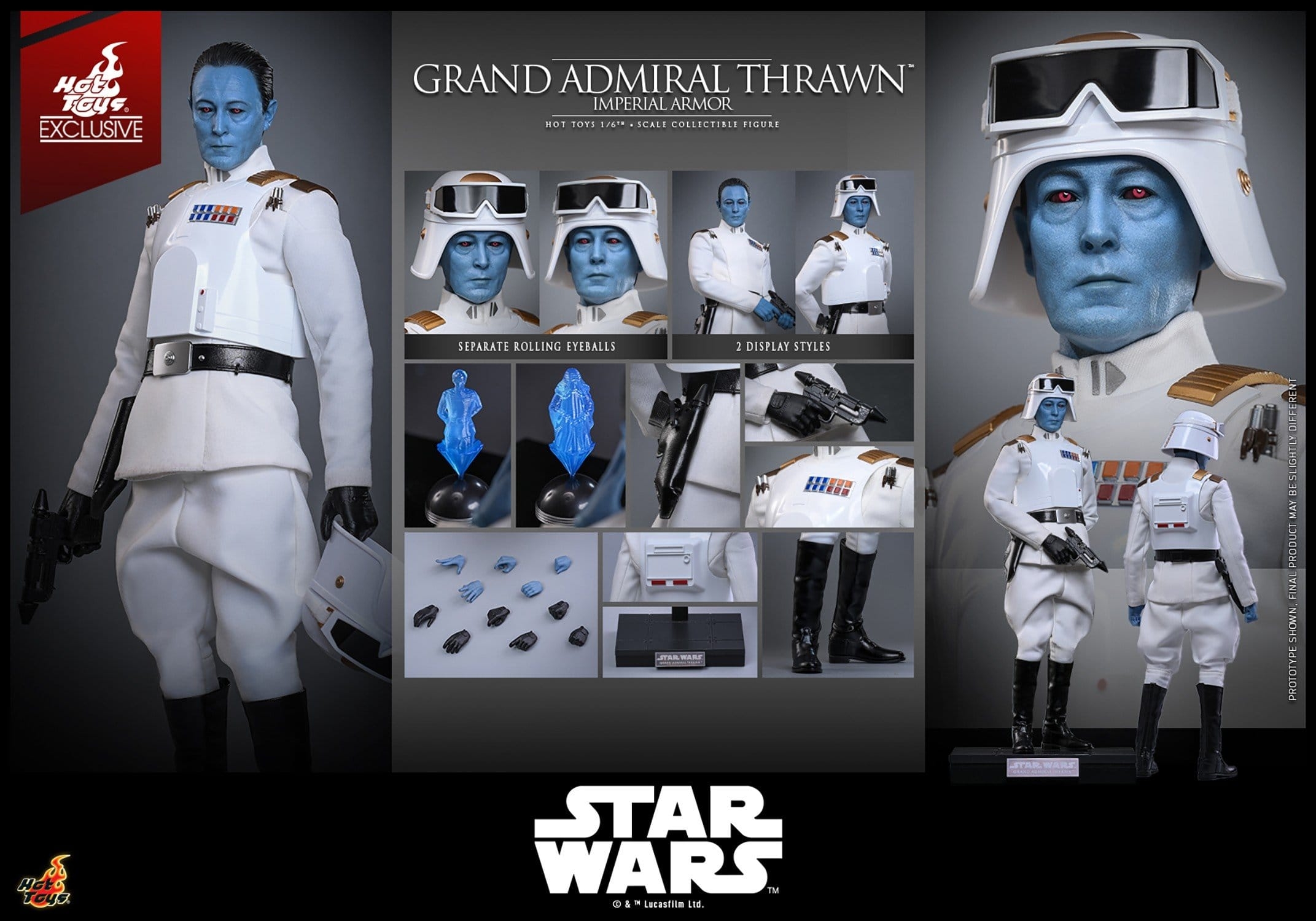 Grand Admiral Thrawn (Imperial Armor) di Hot Toys - TMS169 - action figure Star Wars: Rebels in scala 1/6