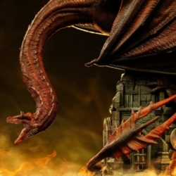 Caraxes Icons van Iron Studios - House of the Dragon 35 cm figuur