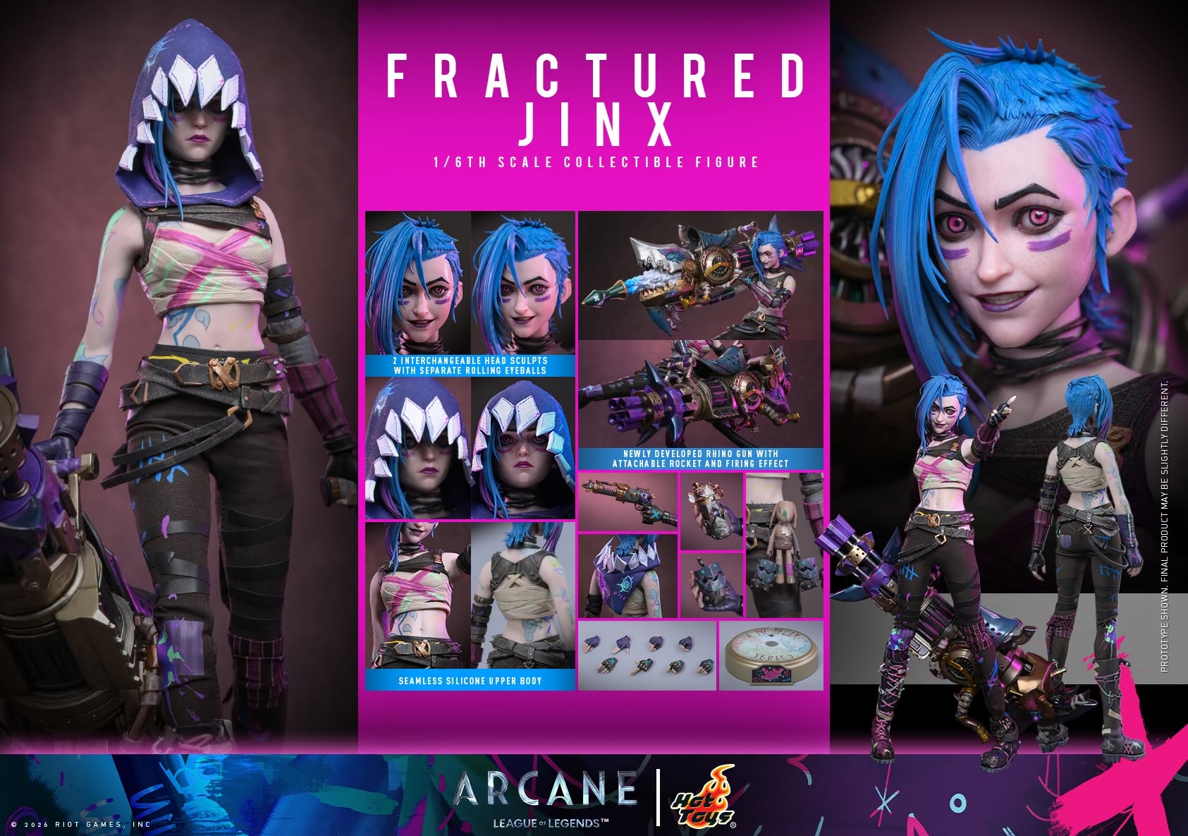 Jinx (Fractured) de Hot Toys - TMS183 - figura de acción Arcane a escala 1/6