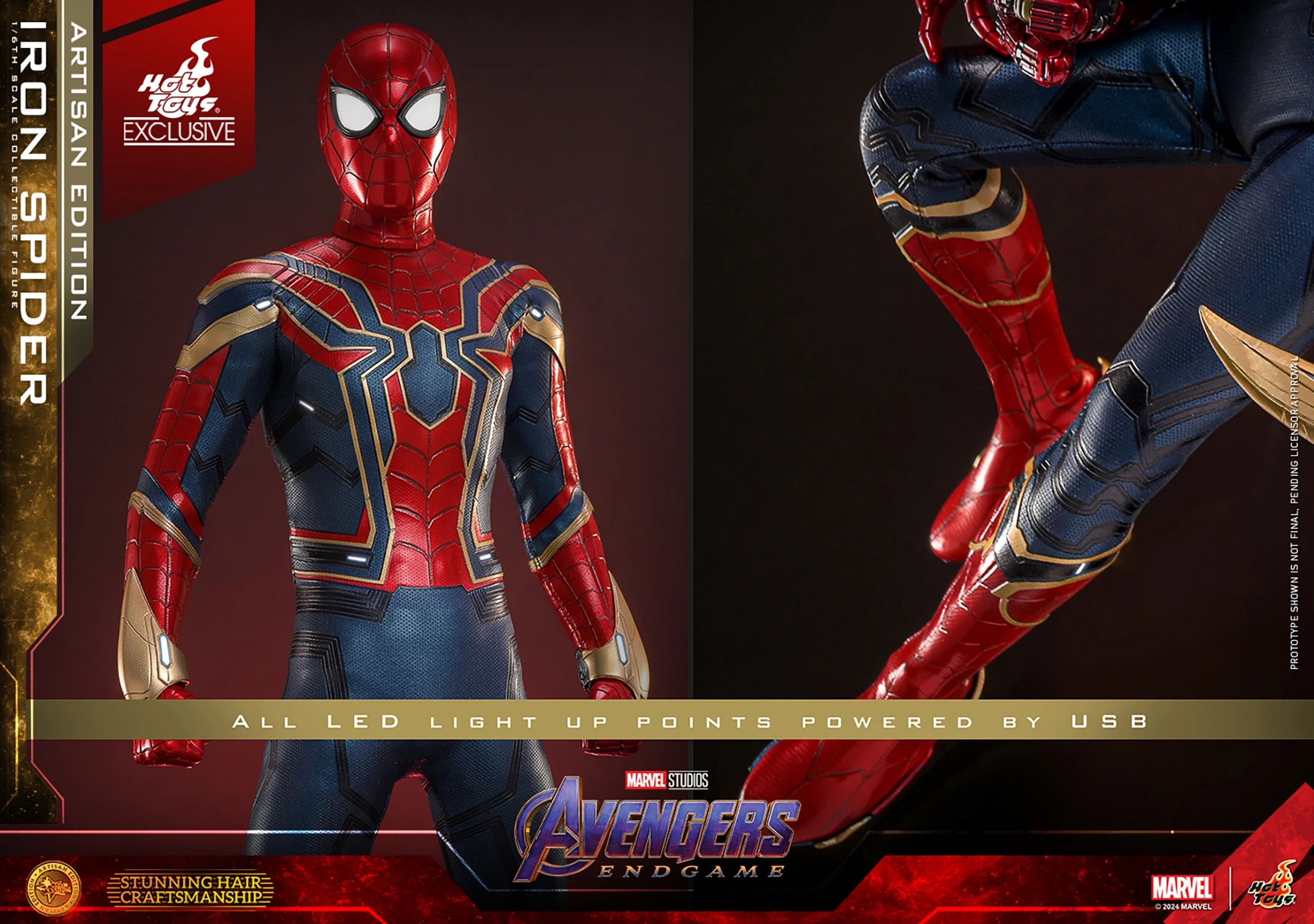 Iron Spider de Hot Toys Artisan Edition version - MMS762AE - figura de acción Avengers Endgame a escala 1/6
